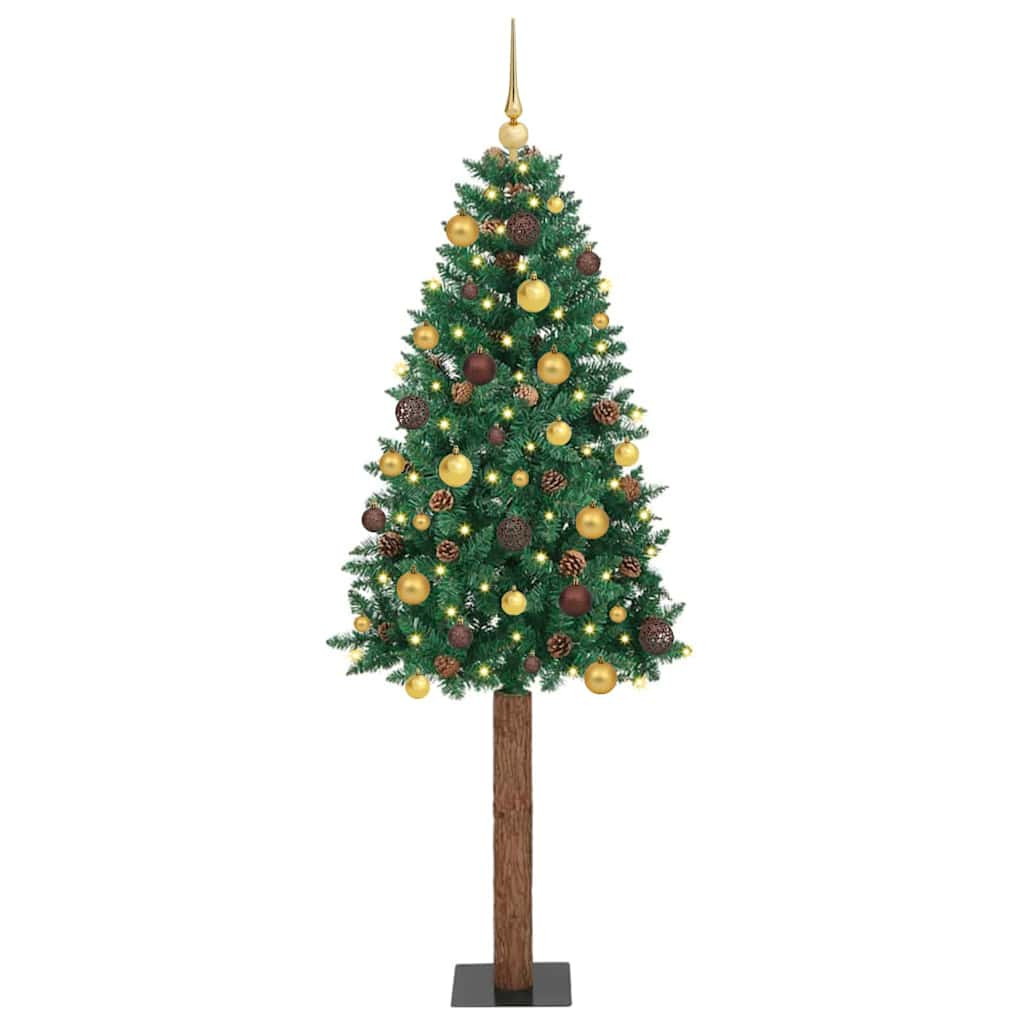 vidaXL Schlanker Weihnachtsbaum mit 300 LEDs mit Ständer Grün 210 cm