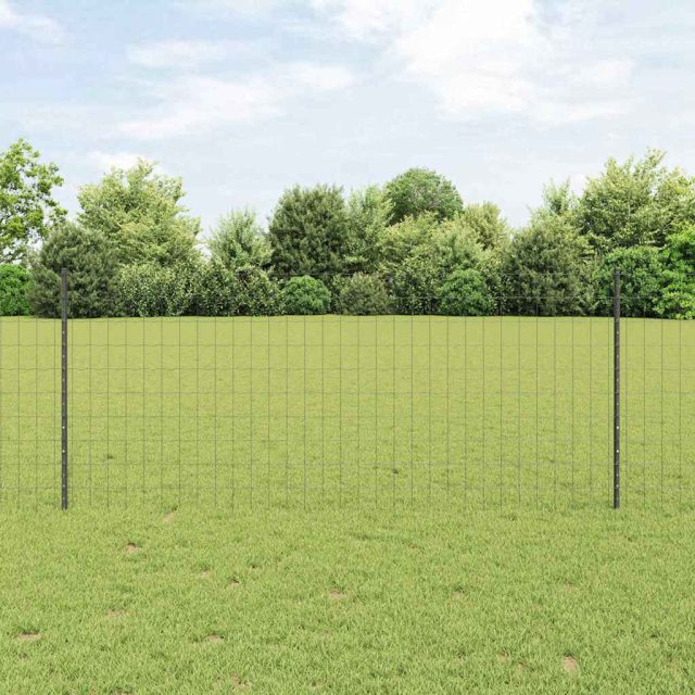 vidaXL Euro-Zaun mit Pfosten 10 x 1 m PVC-beschichteter Stahl Grau