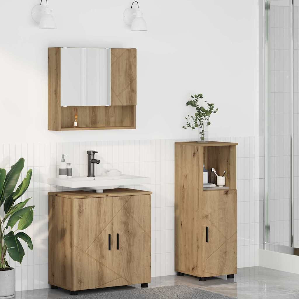 vidaXL Badezimmermöbel-Set 3 Stk. Artisan-Eiche 61 x 35 x 64 cm