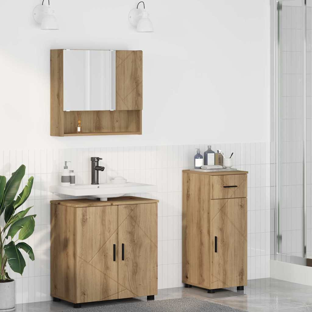 vidaXL Badezimmermöbel-Set 3 Stk. Artisan-Eiche 61 x 35 x 64 cm