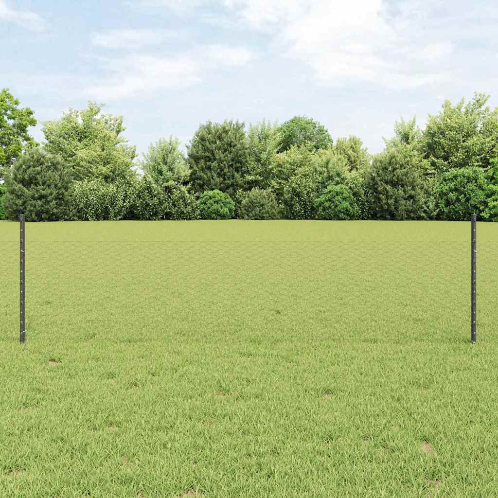 vidaXL Sechseckzaun mit Pfosten 25 x 0,5 m PVC-beschichteter Stahl