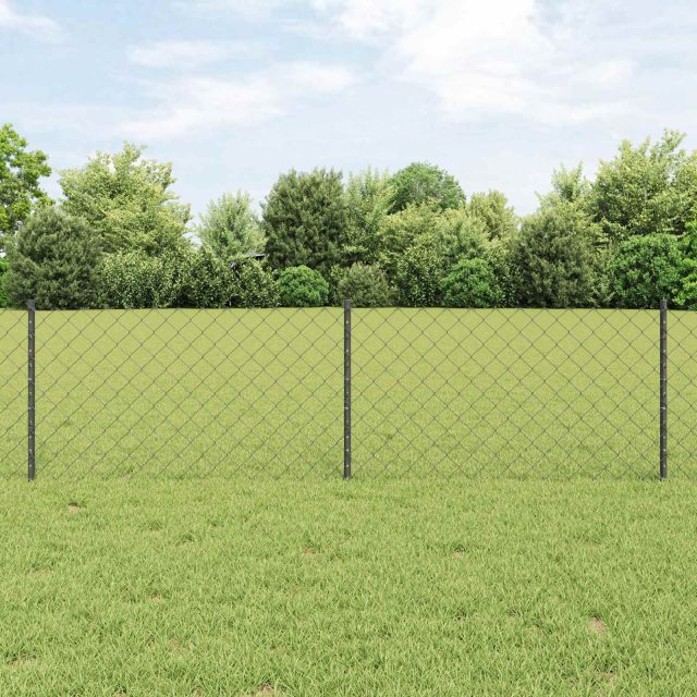 vidaXL Maschendrahtzaun mit Pfosten 10 x 0,6 m PVC-beschichteter Stahl