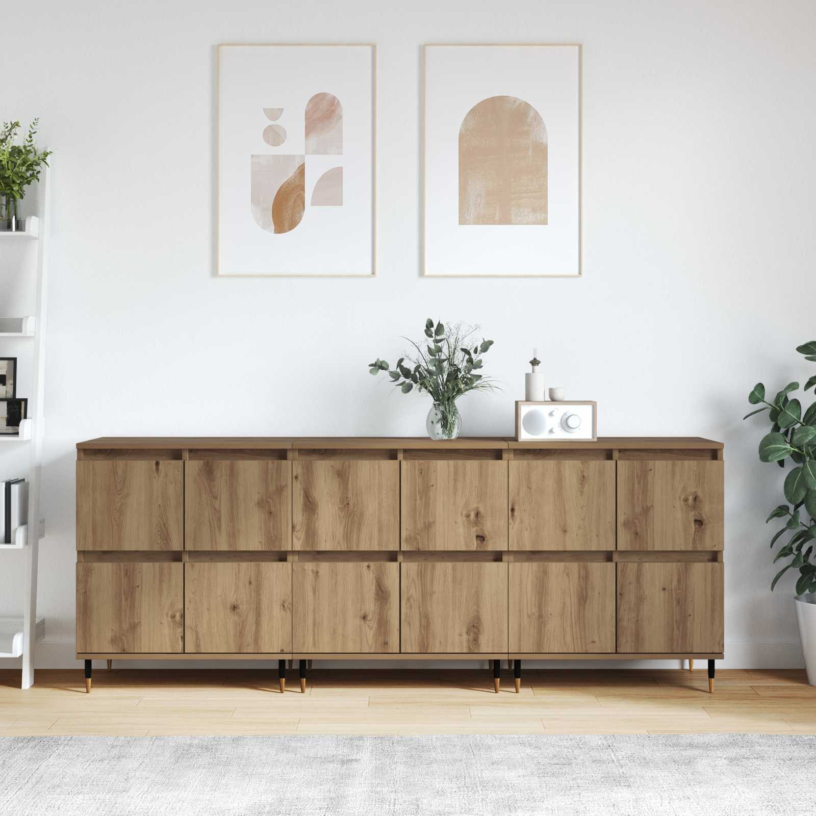 vidaXL Aufbewahrungsschrank 3 pcs Artisan-Eiche 60 x 35 x 70 cm
