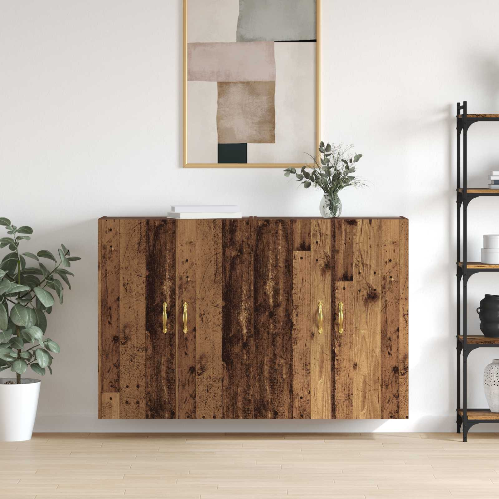 vidaXL Wandschrank 2 pcs Altholz 69,5 x 34 x 90 cm Holzwerkstoff