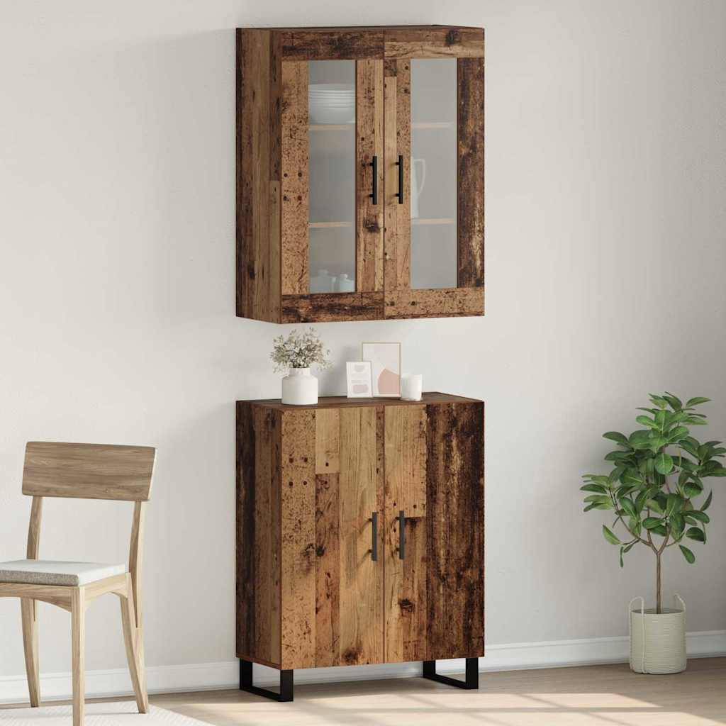 vidaXL Highboard 2 pcs Altholz Holzwerkstoff