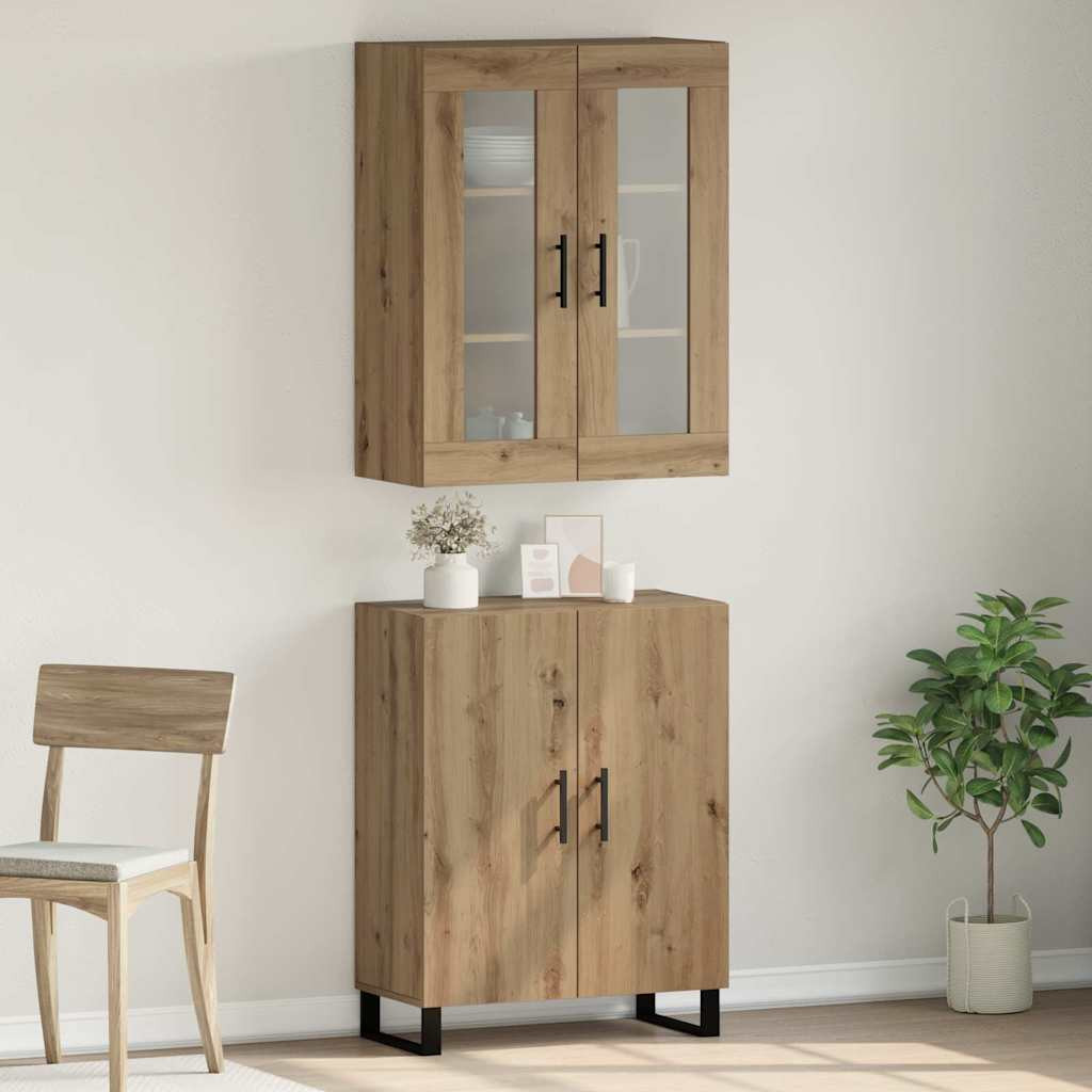 vidaXL Highboard 2 pcs Artisan-Eiche 69,5 x 34 x 180 cm Holzwerkstoff