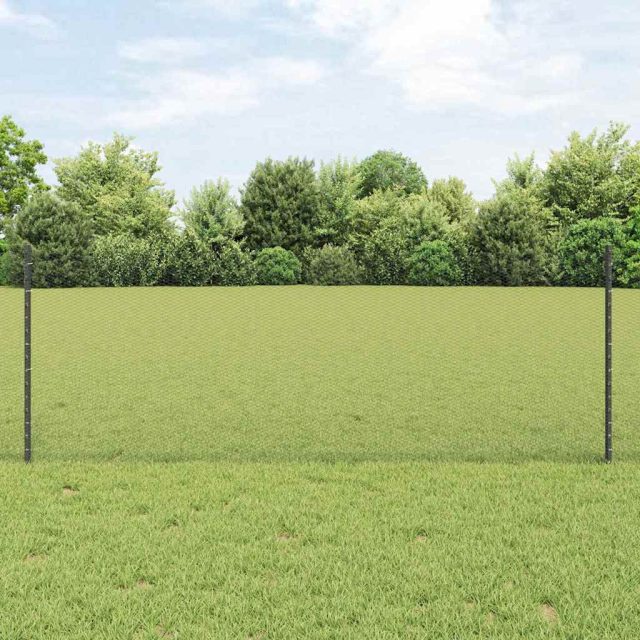 vidaXL Sechseckzaun mit Pfosten 25 x 0,8 m PVC-beschichteter Stahl