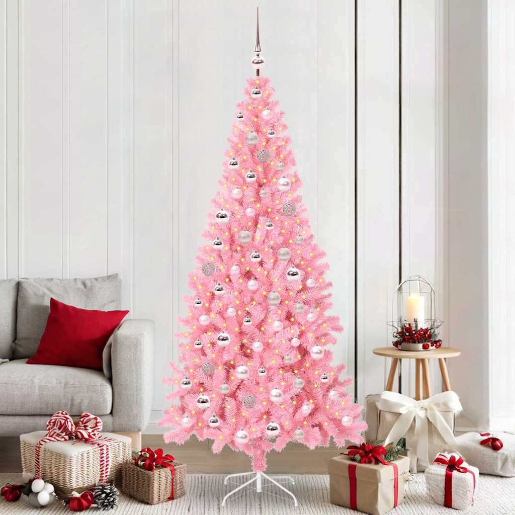 vidaXL Weihnachtsbaum Rosa 210 cm PVC