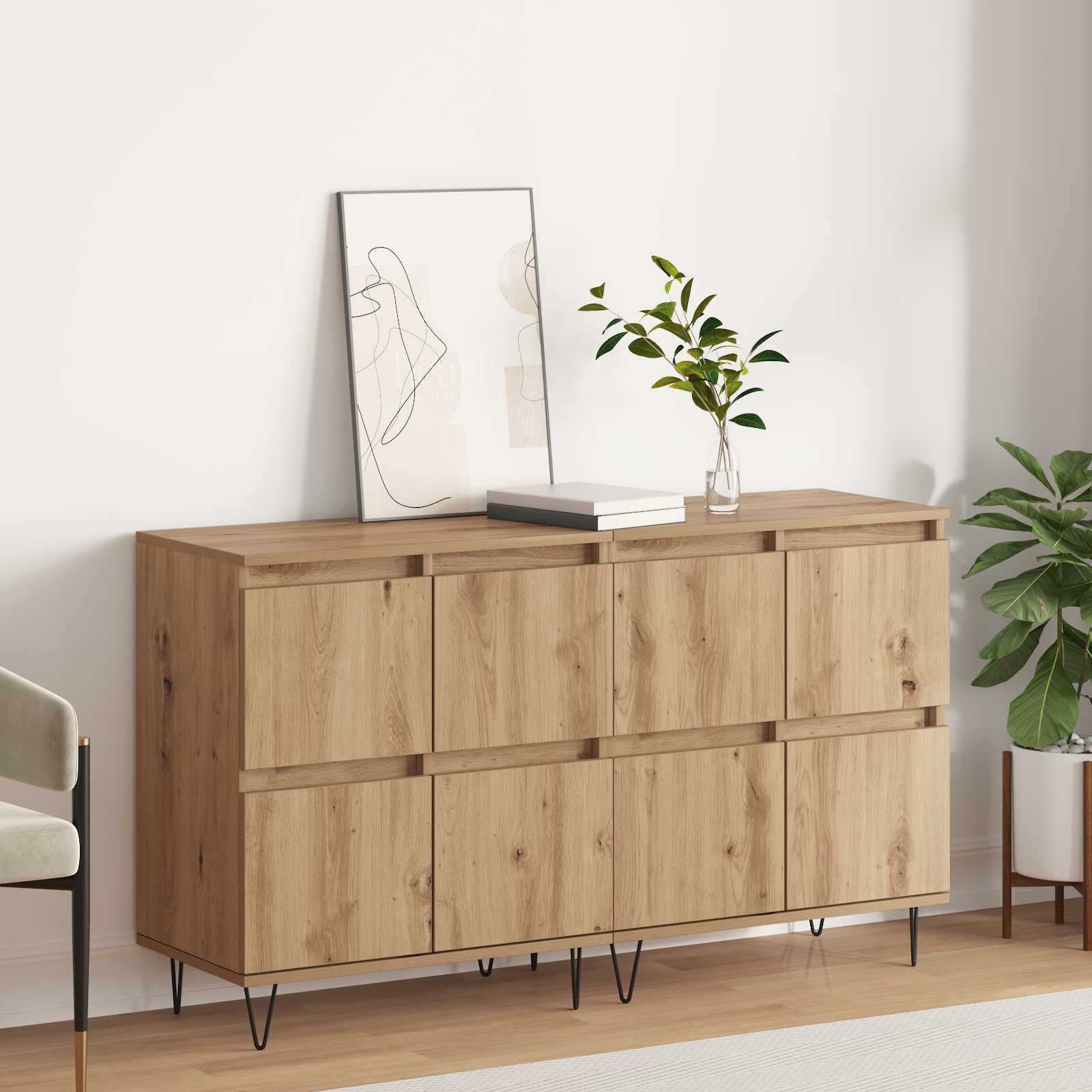 vidaXL Sideboards 2 pcs Artisan-Eiche