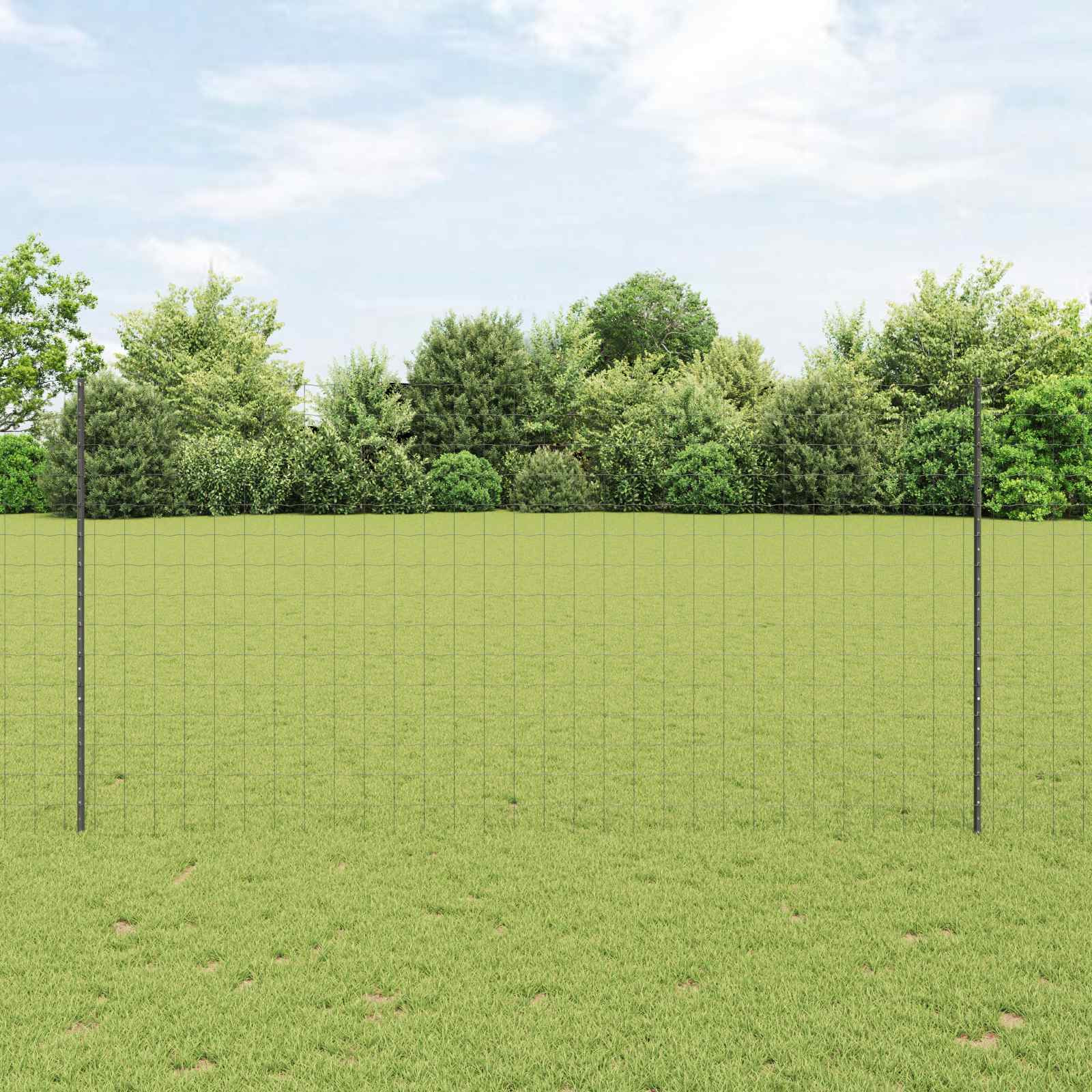 vidaXL Euro-Zaun mit Pfosten 10 x 1,5 m PVC-beschichteter Stahl Grau
