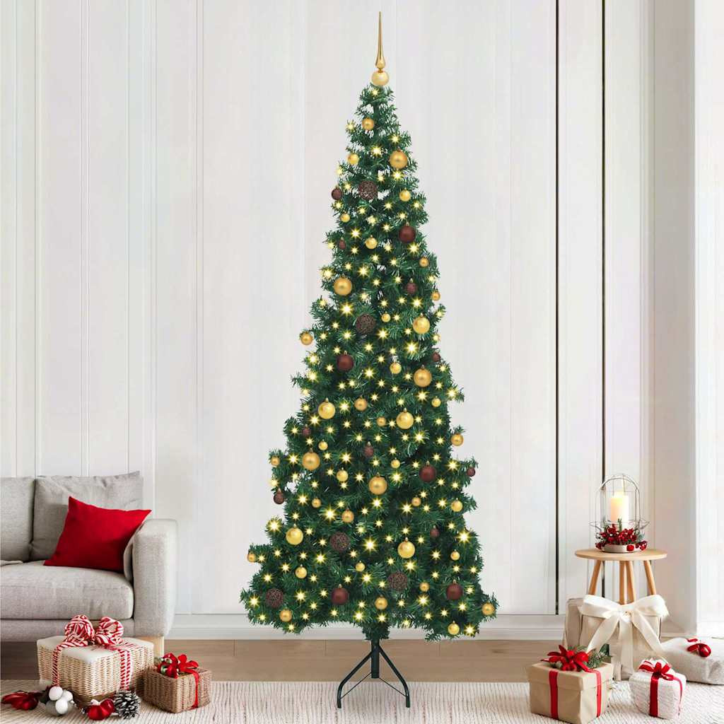 vidaXL Eckiger künstlicher Weihnachtsbaum Grün 240 cm PVC und Metall