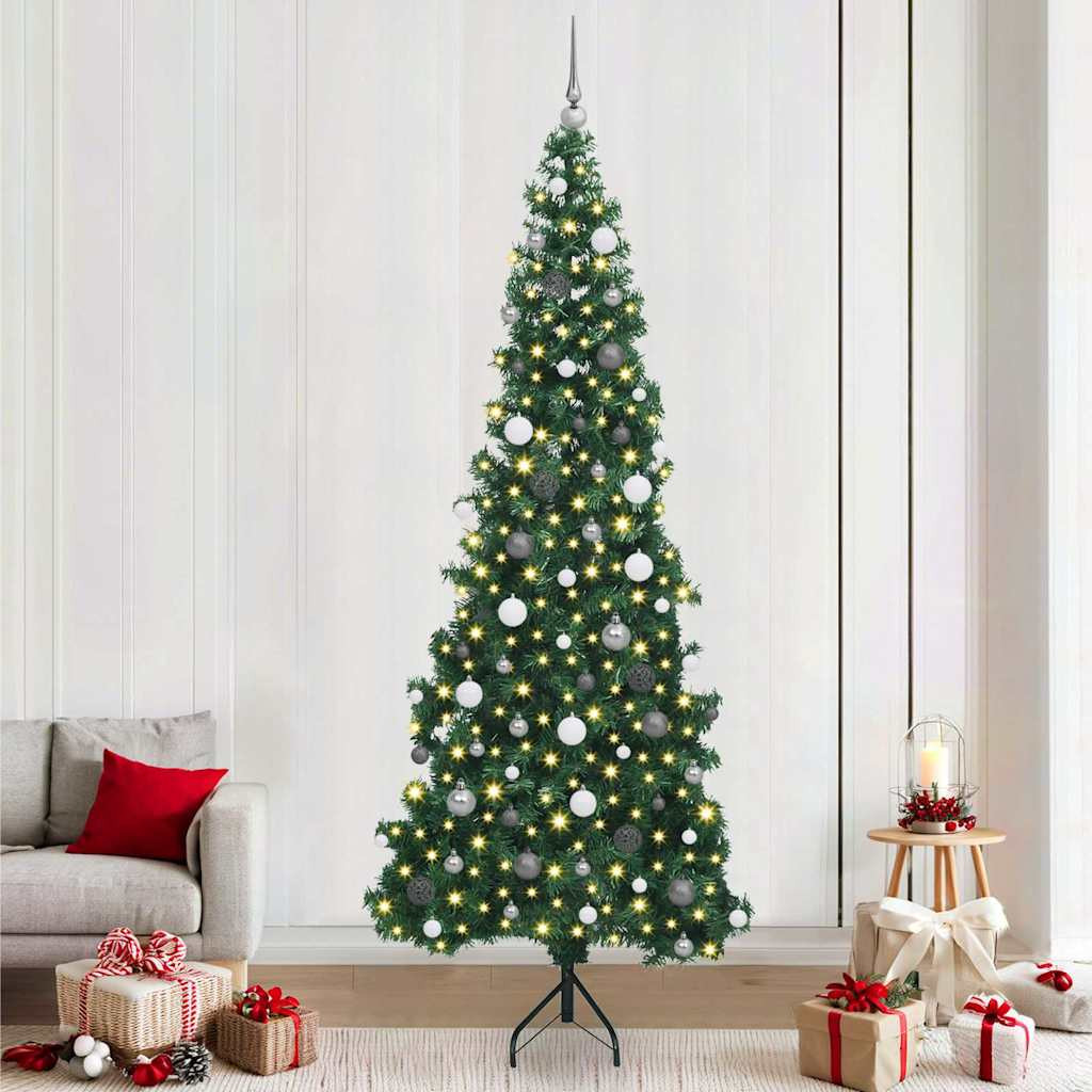 vidaXL Eckiger künstlicher Weihnachtsbaum Grün 240 cm PVC und Metall