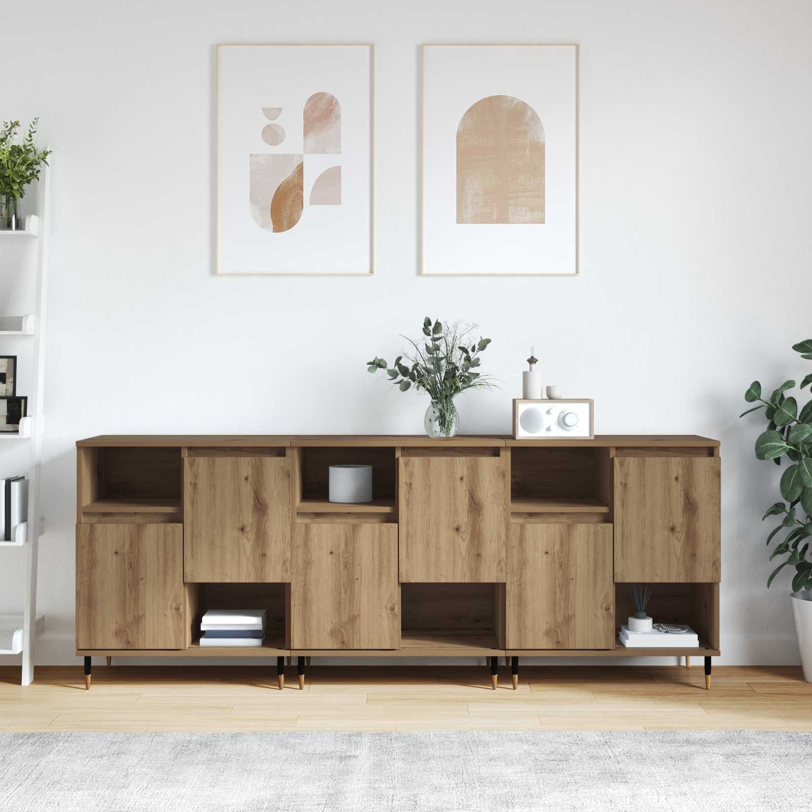 vidaXL Sideboards 3 pcs Artisan-Eiche