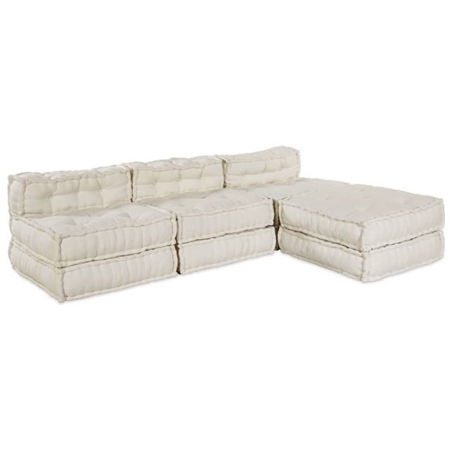 vidaXL Modulare Sofagarnitur 4 pcs Creme Stoff