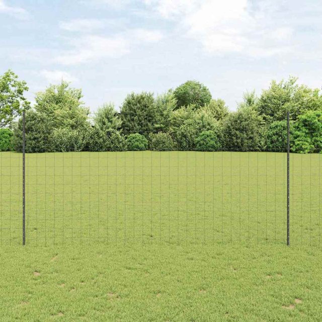 vidaXL Euro-Zaun mit Pfosten 10 x 1,6 m PVC-beschichteter Stahl Grau