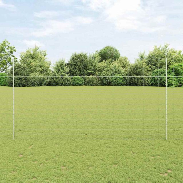 vidaXL Wildzaun mit Pfosten 25 x 1,6 m Verzinkter Stahl Silber Netz