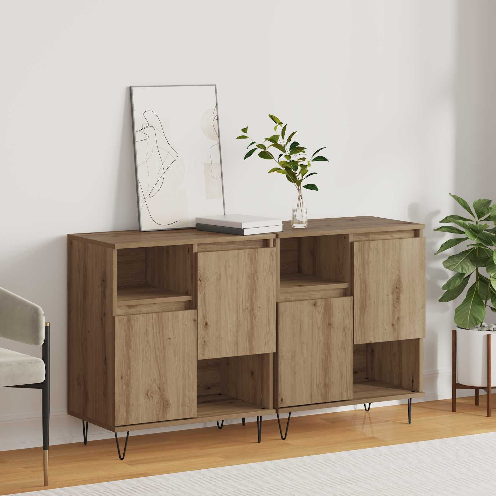 vidaXL Sideboard 2 pcs Artisan-Eiche 60 x 35 x 70 cm