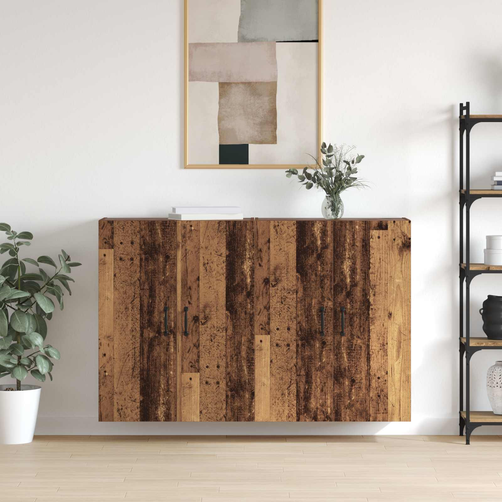 vidaXL Wandschrank 2 pcs Altholz 69,5 x 34 x 90 cm Holzwerkstoff