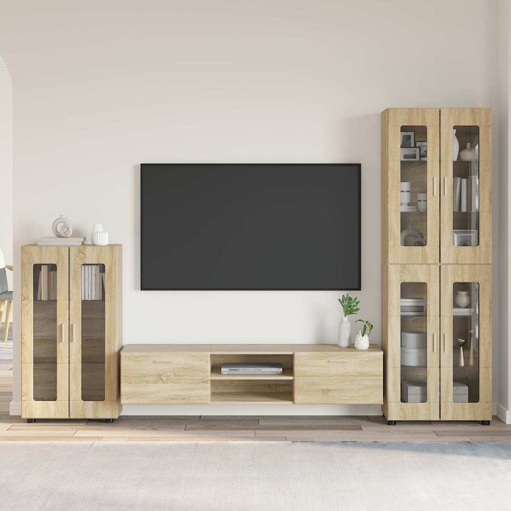 vidaXL TV-Schrankset mit Regal FLORIN 3 pcs Sonoma-Eiche Holzwerkstoff