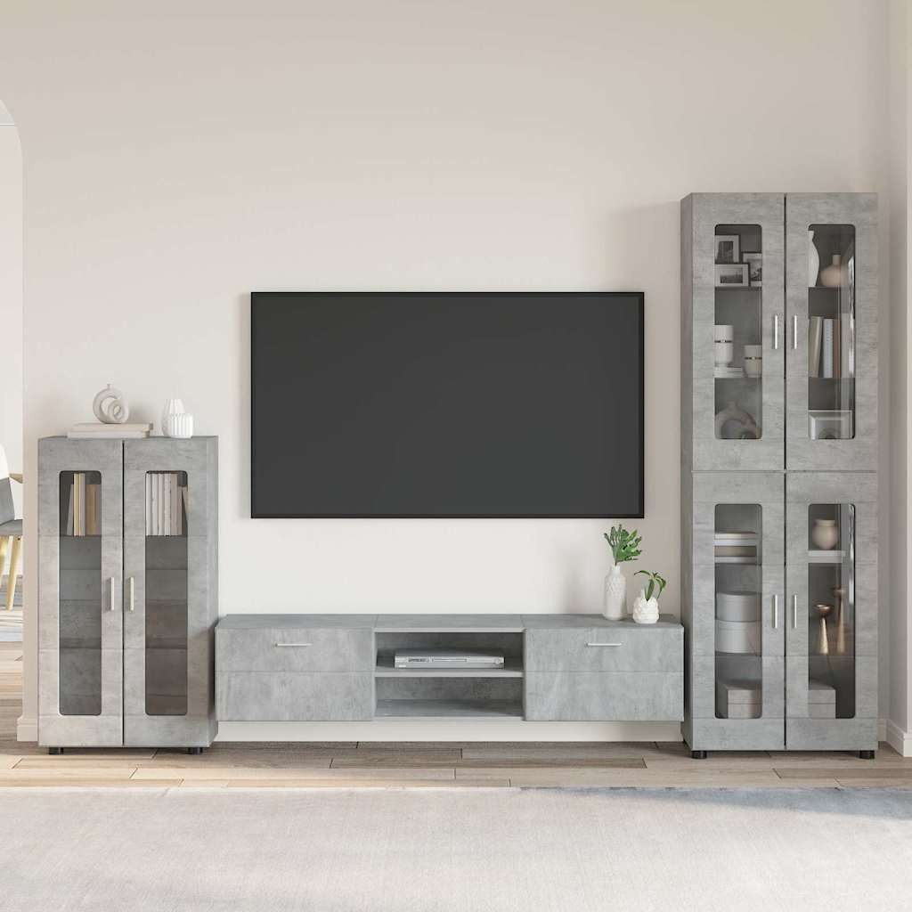 vidaXL TV-Schrankset mit Regal FLORIN 3 pcs Beton Grau Holzwerkstoff