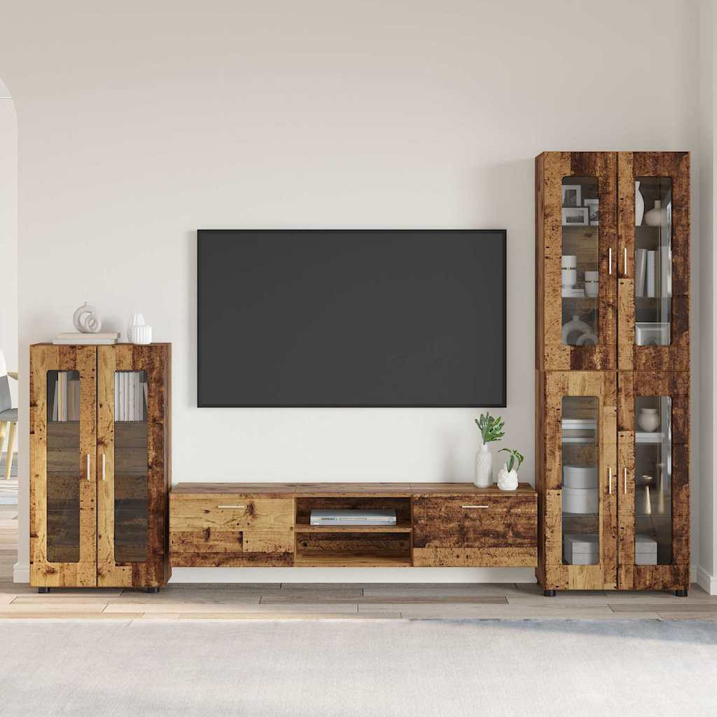 vidaXL TV-Schrankset mit Schubladen FLORIN 3 pcs Altholz Holzwerkstoff