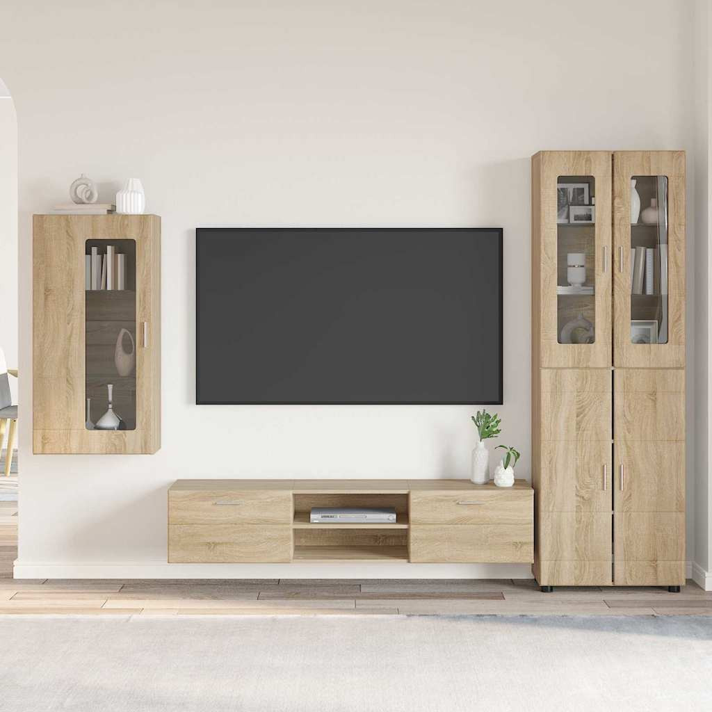 vidaXL TV-Schrankset mit Regal FLORIN 3 pcs Sonoma-Eiche Holzwerkstoff