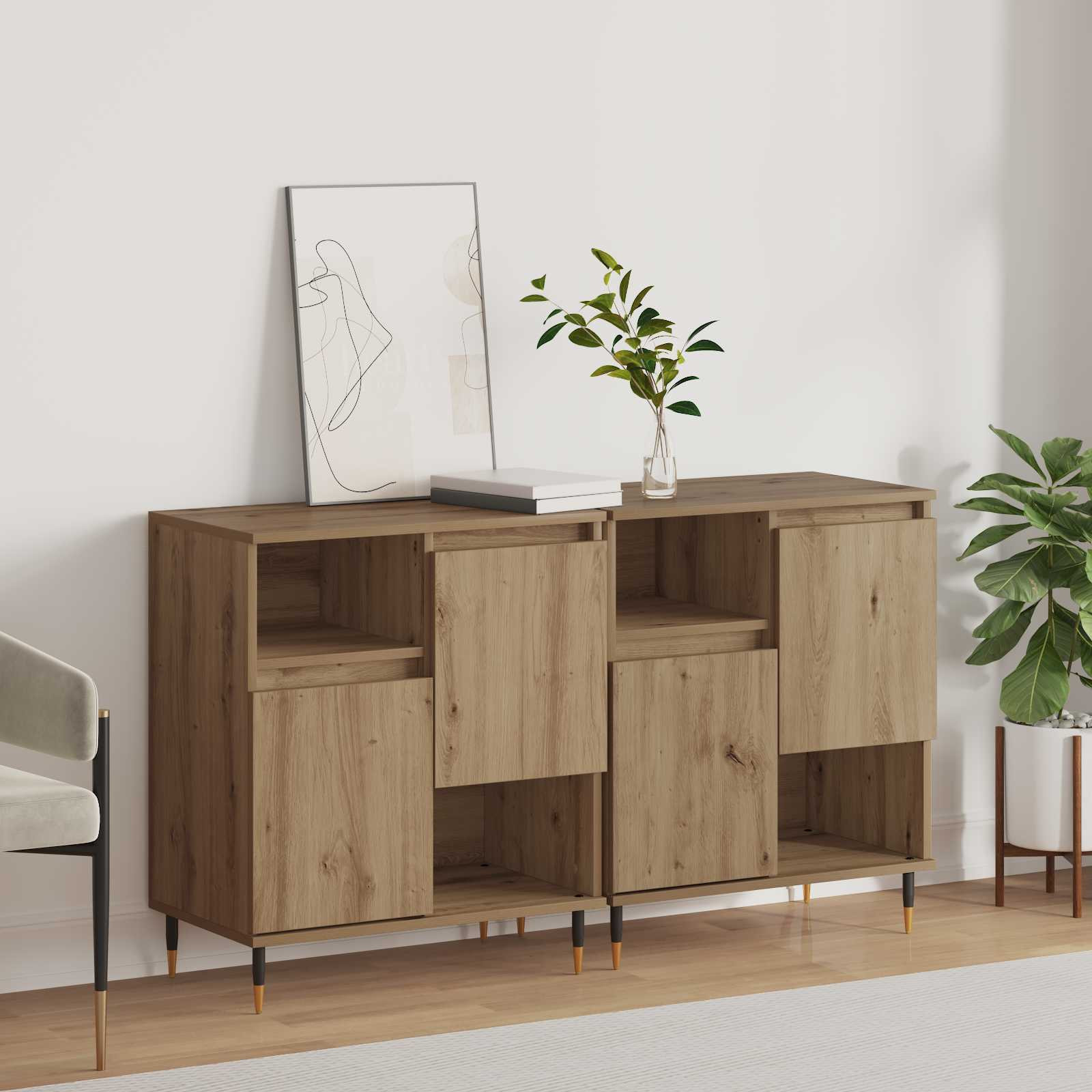vidaXL Sideboards 2 pcs Artisan-Eiche