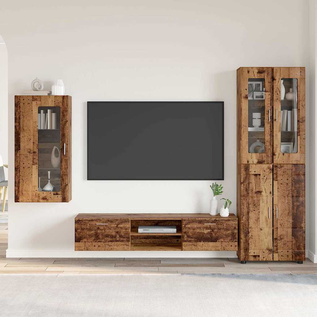 vidaXL TV-Schrankset mit Schubladen FLORIN 3 pcs Altholz Holzwerkstoff