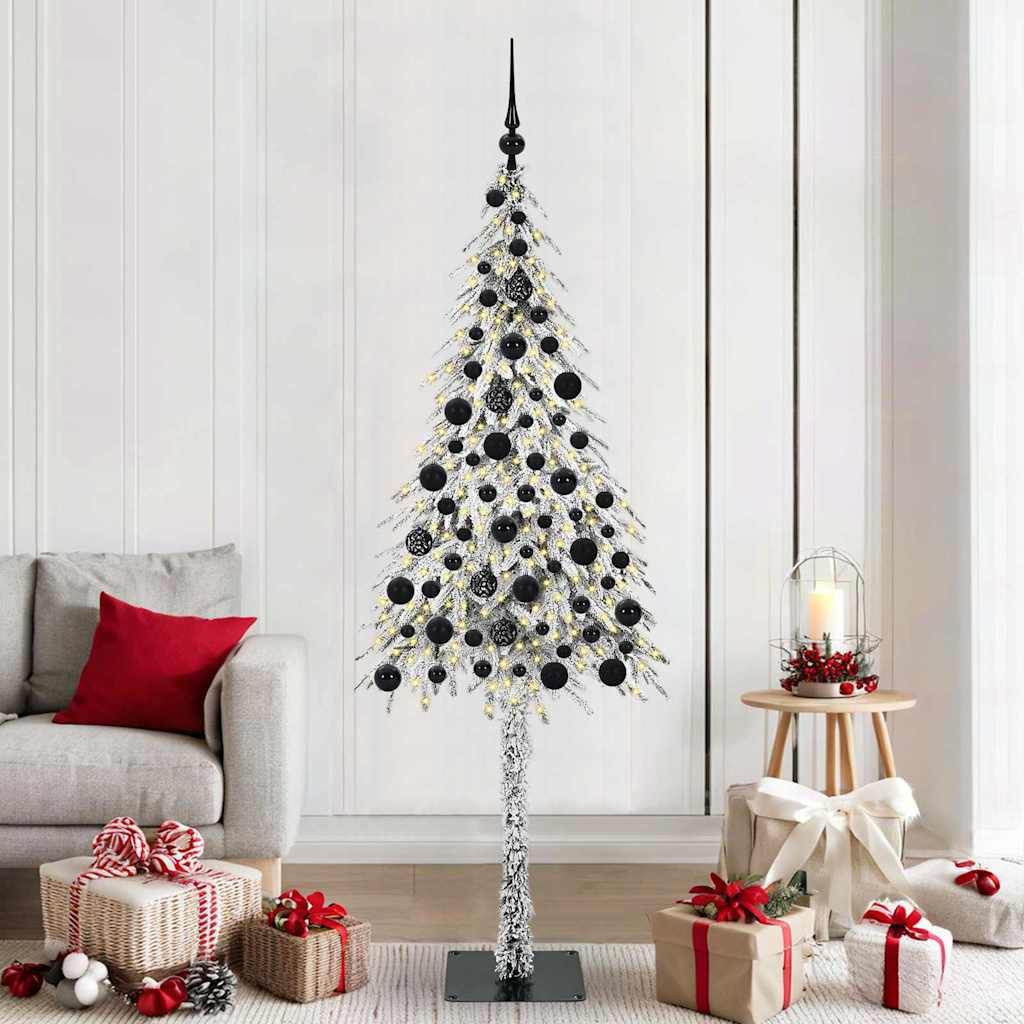 vidaXL Weihnachtsbaum mit 300 LEDs Weiß 180 cm PE und Stahl