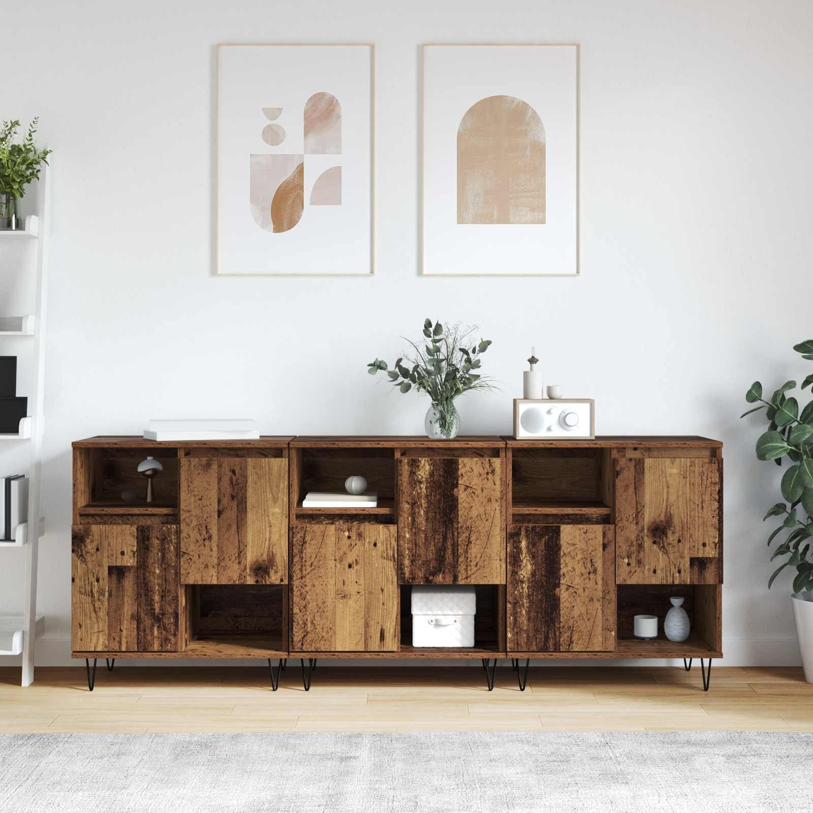 vidaXL Sideboard 3 pcs Altholz 60 x 35 x 70 cm