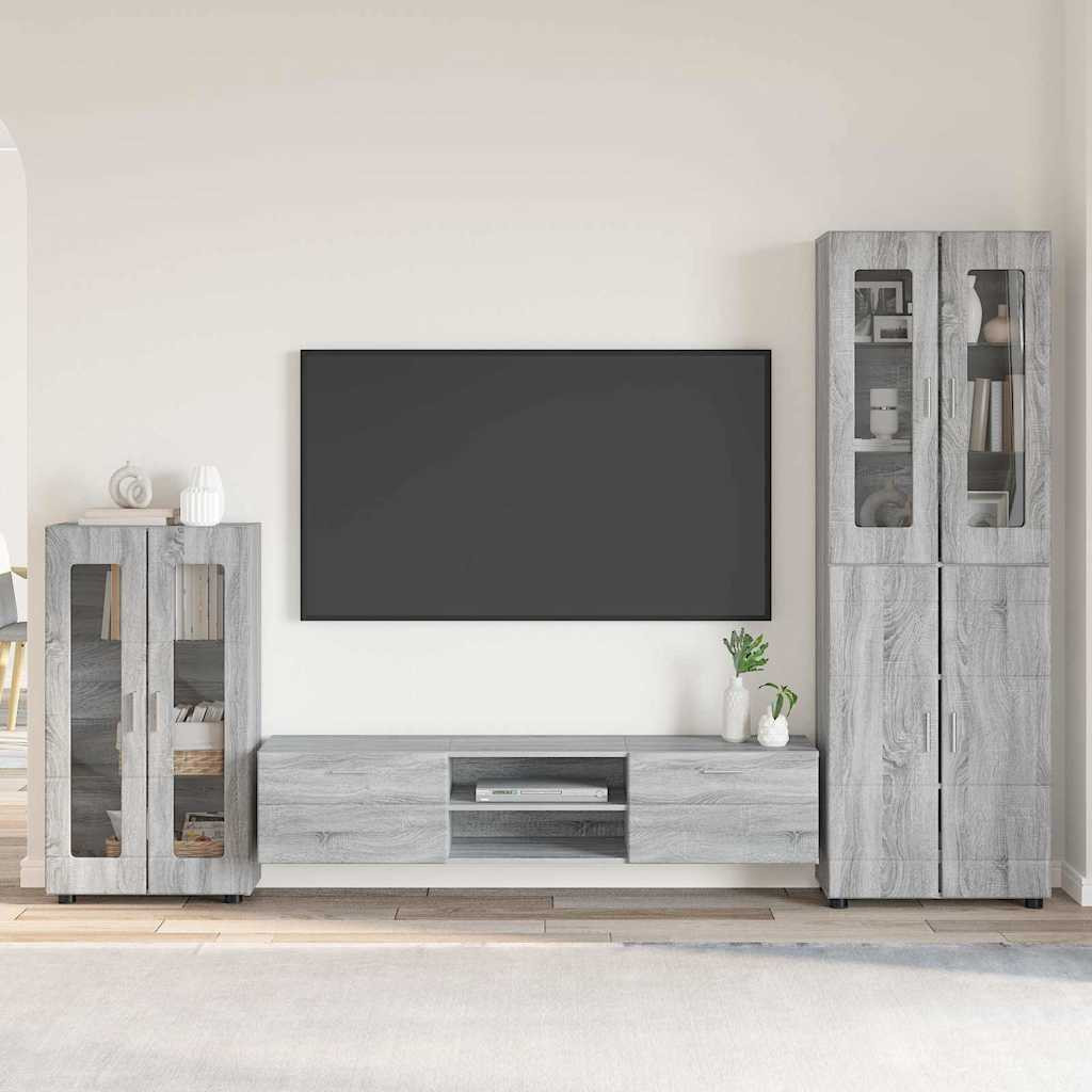 vidaXL TV-Schrankset mit Tür FLORIN 3 pcs Graues Sonoma Holzwerkstoff
