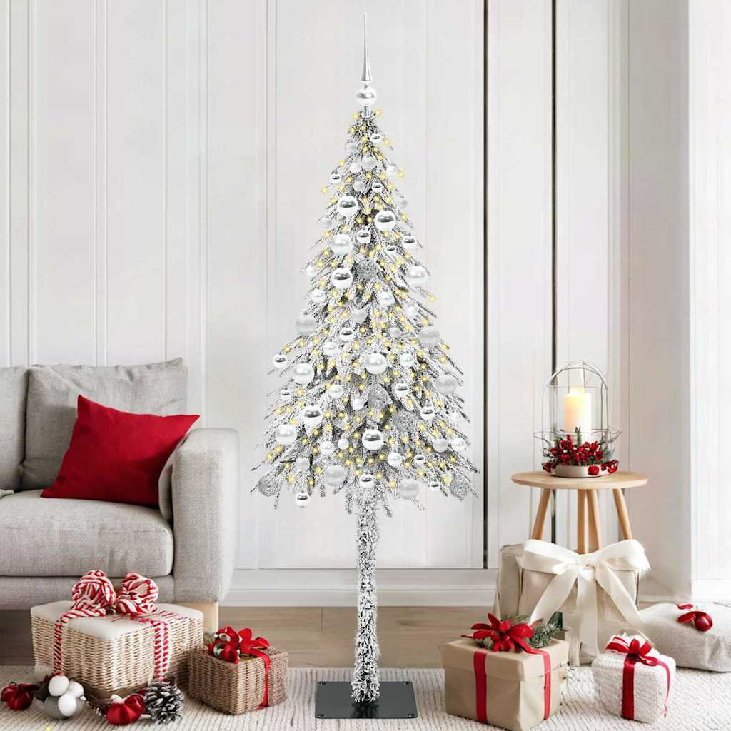 vidaXL Weihnachtsbaum mit 300 LEDs Weiß 180 cm PE und Stahl