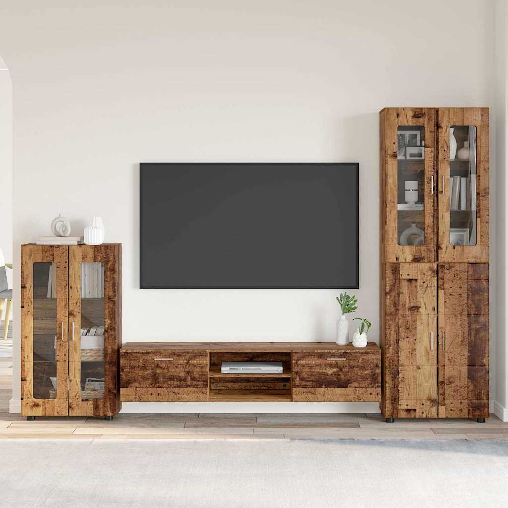 vidaXL TV-Schrankset mit Schubladen FLORIN 3 pcs Altholz Holzwerkstoff