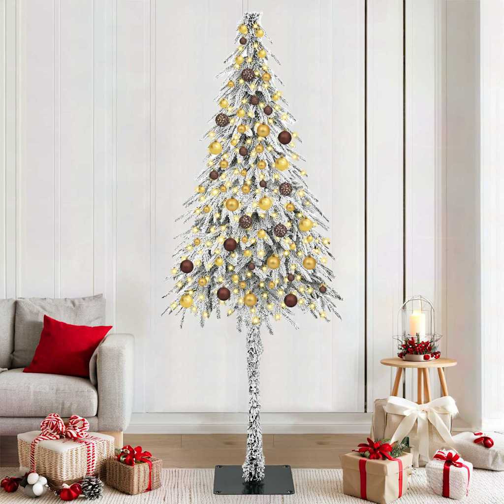 vidaXL Weihnachtsbaum mit 300 LEDs Weiß 210 cm PE und Stahl