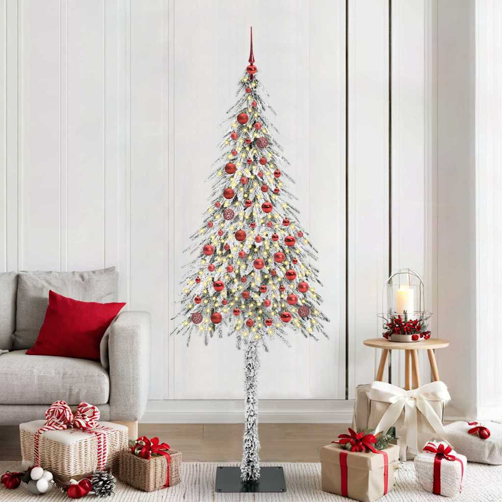 vidaXL Weihnachtsbaum mit 300 LEDs Weiß 210 cm PE und Stahl