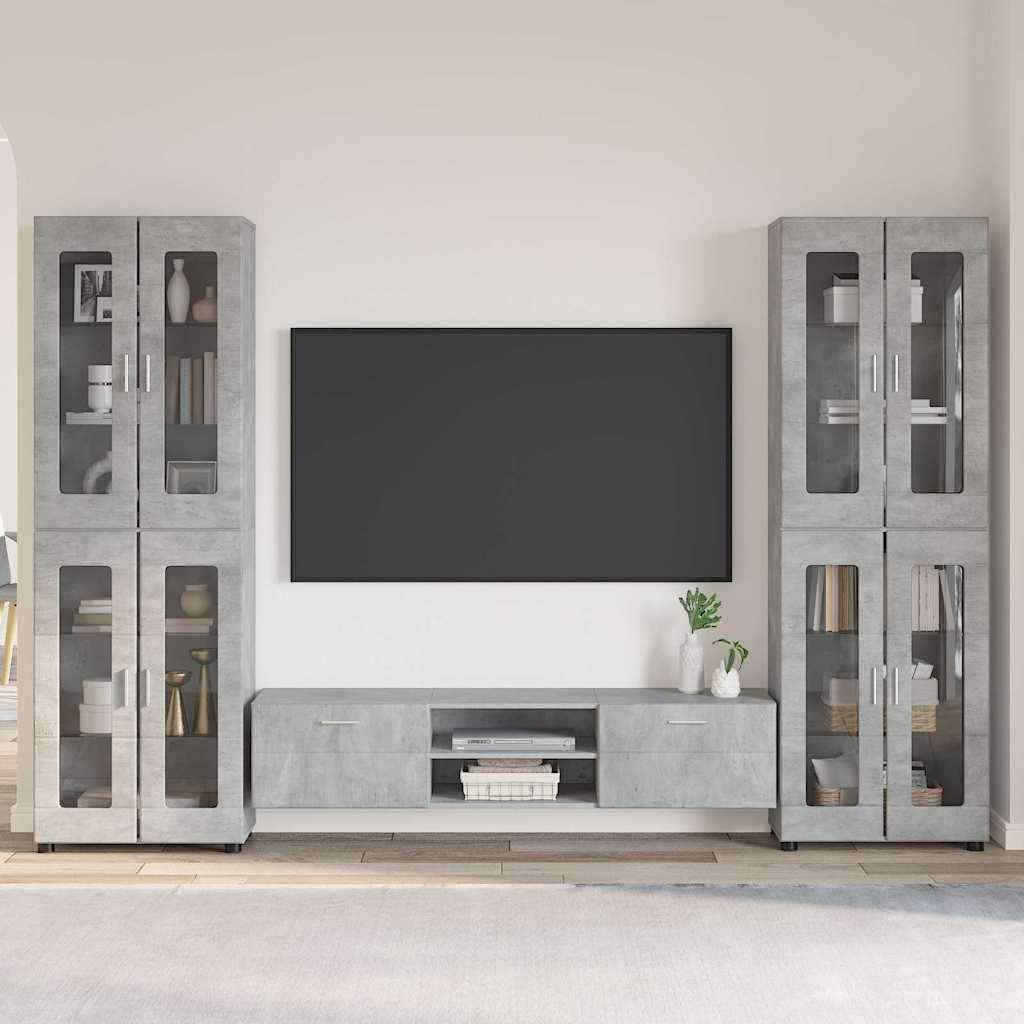 vidaXL TV-Schrankset mit Regal FLORIN 3 pcs Beton Grau Holzwerkstoff