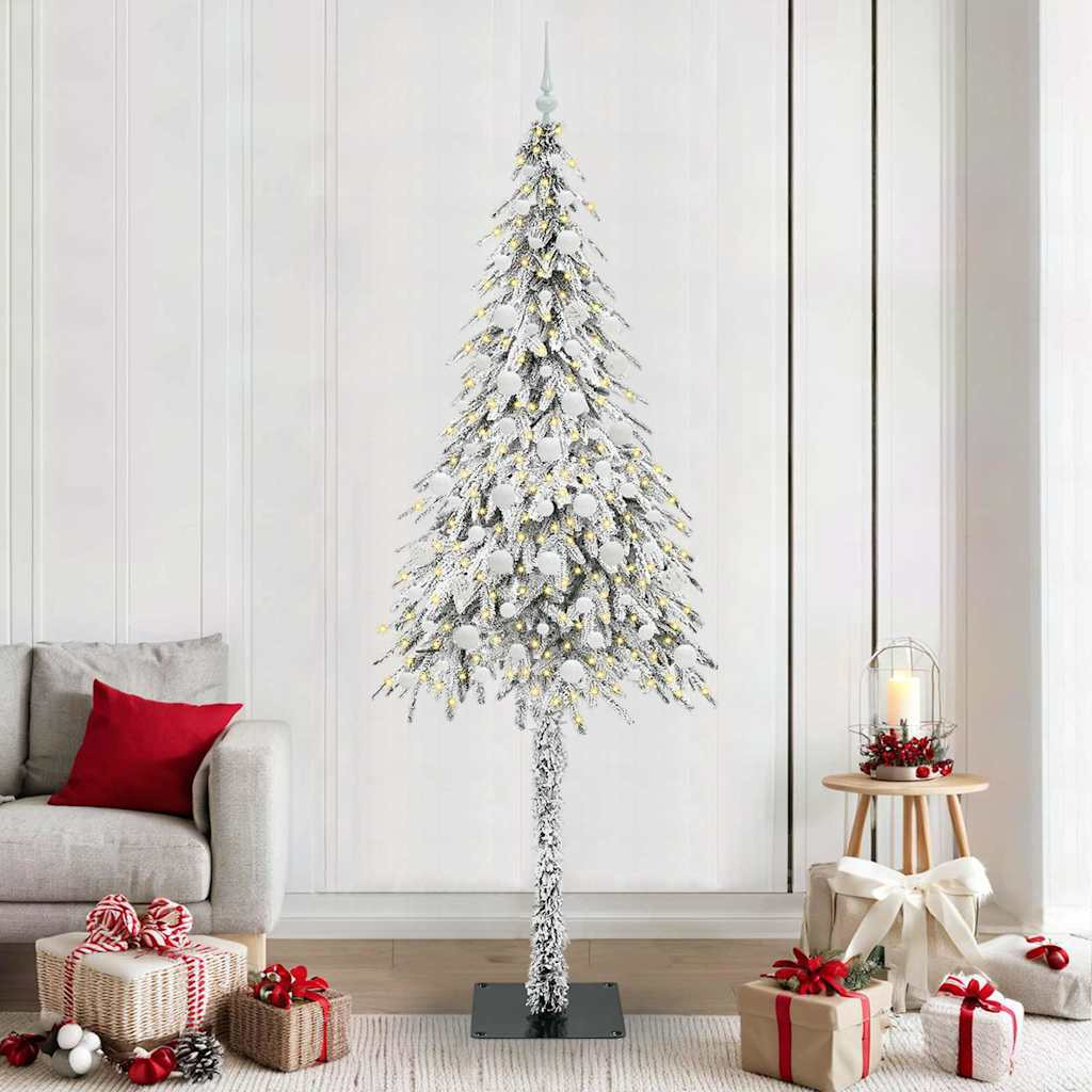 vidaXL Weihnachtsbaum mit 300 LEDs Weiß 210 cm PE und Stahl