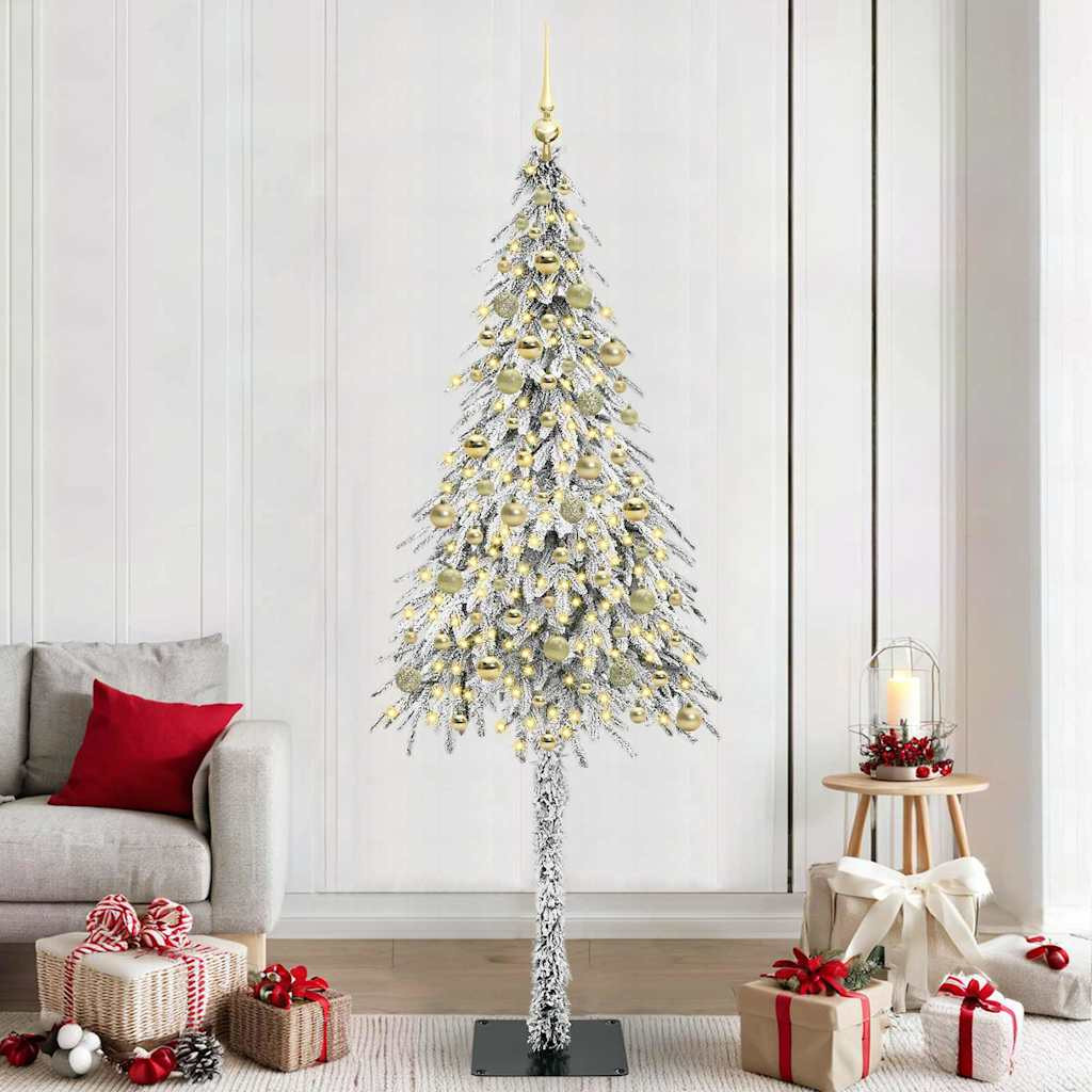 vidaXL Weihnachtsbaum mit 300 LEDs Weiß 210 cm PE und Stahl