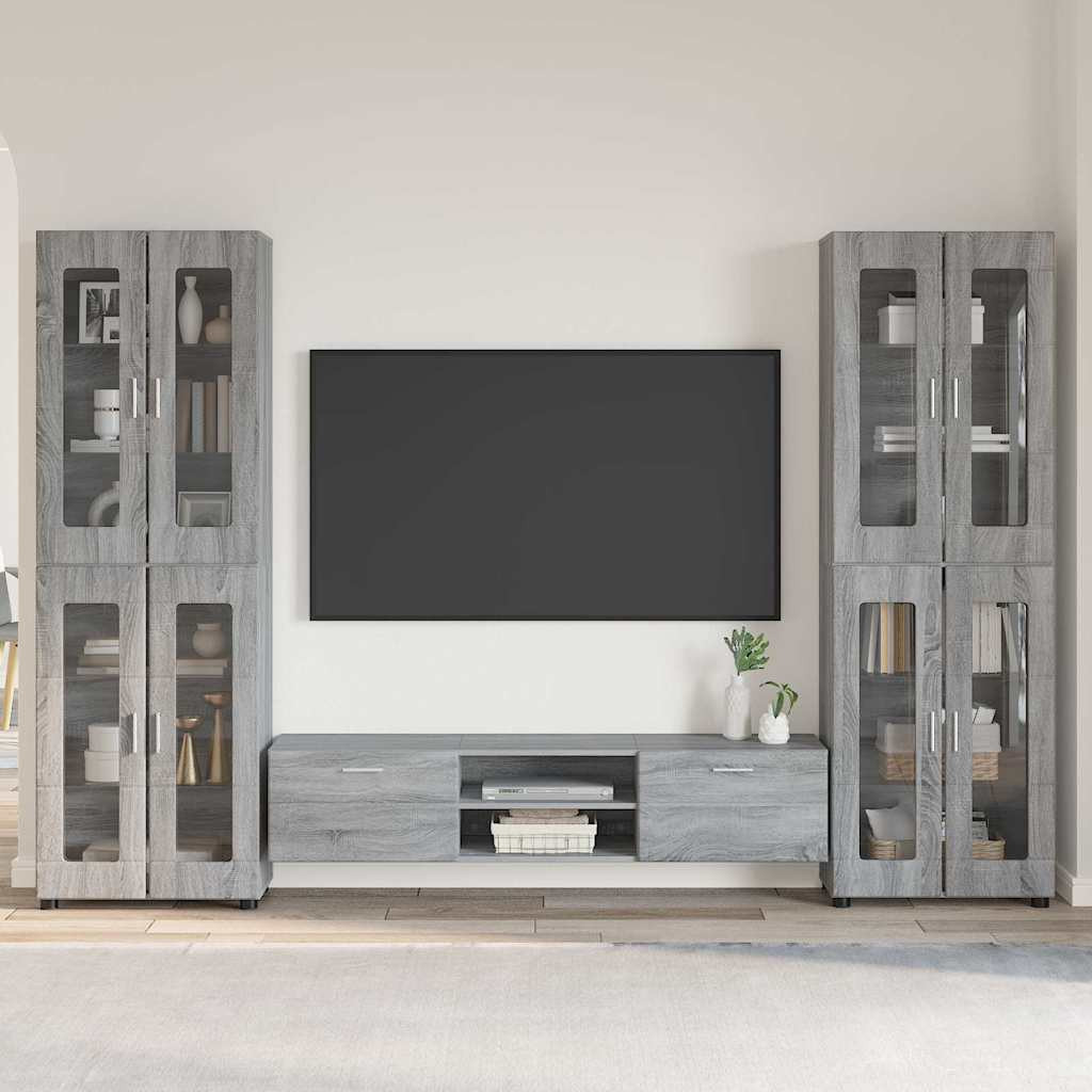 vidaXL TV-Schrankset mit Tür FLORIN 3 pcs Graues Sonoma Holzwerkstoff