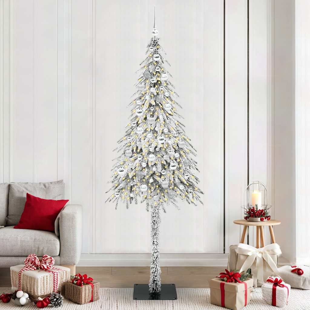 vidaXL Weihnachtsbaum mit 300 LEDs Weiß 210 cm PE und Stahl