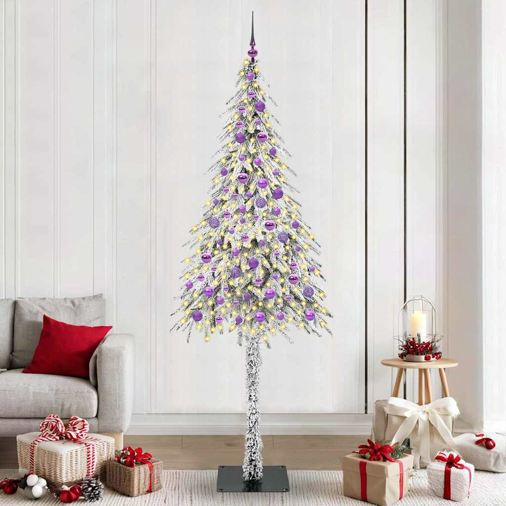 vidaXL Weihnachtsbaum mit 300 LEDs Weiß 210 cm PE und Stahl