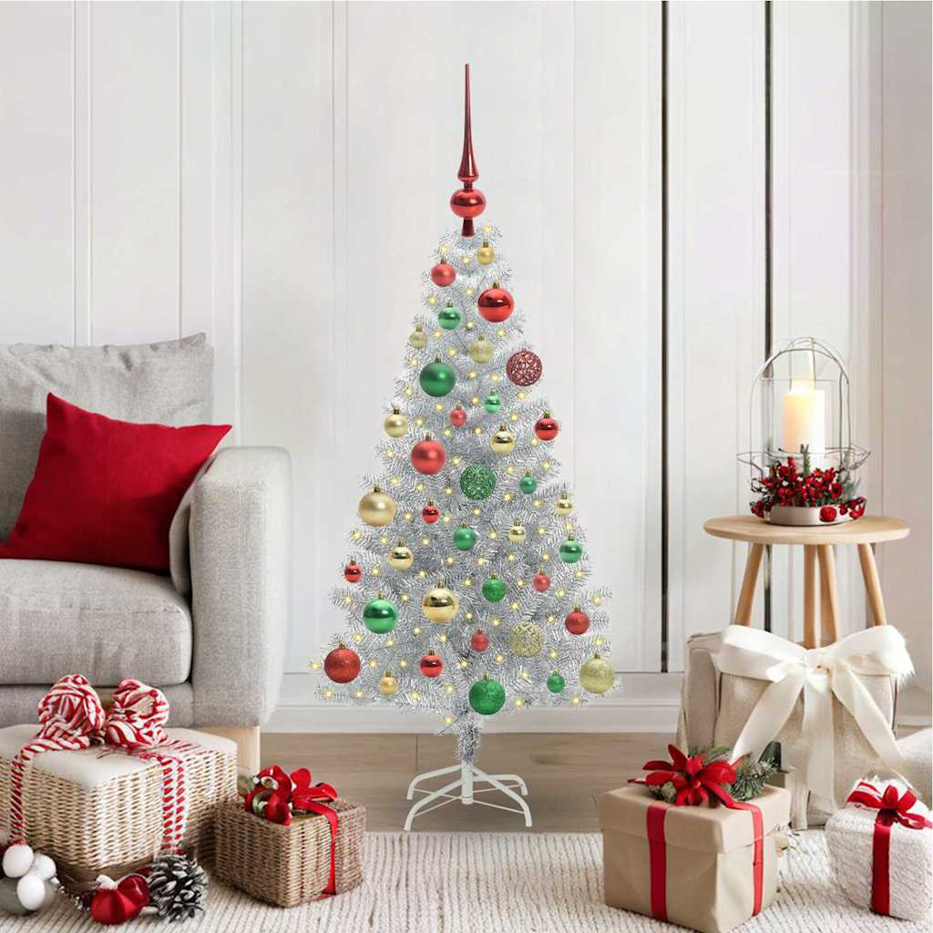 vidaXL Weihnachtsbaum Silber 120 cm PET