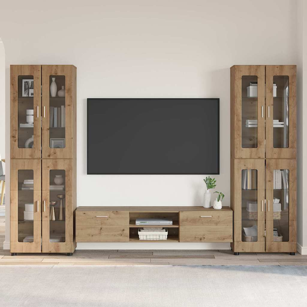 vidaXL TV-Schrankset FLORIN 3 pcs Artisan-Eiche Holzwerkstoff