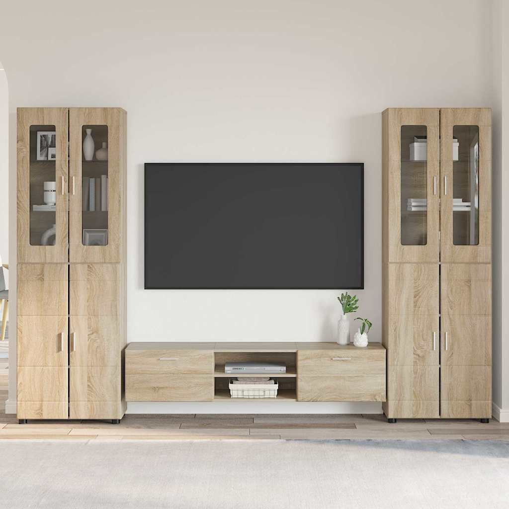 vidaXL TV-Schrankset mit Regal FLORIN 3 pcs Sonoma-Eiche Holzwerkstoff