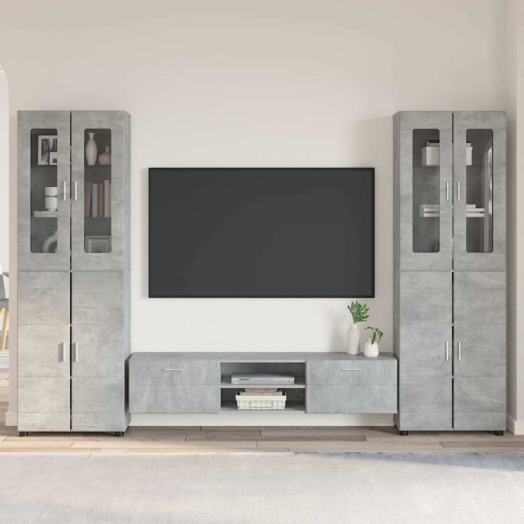 vidaXL TV-Schrankset mit Regal FLORIN 3 pcs Beton Grau Holzwerkstoff