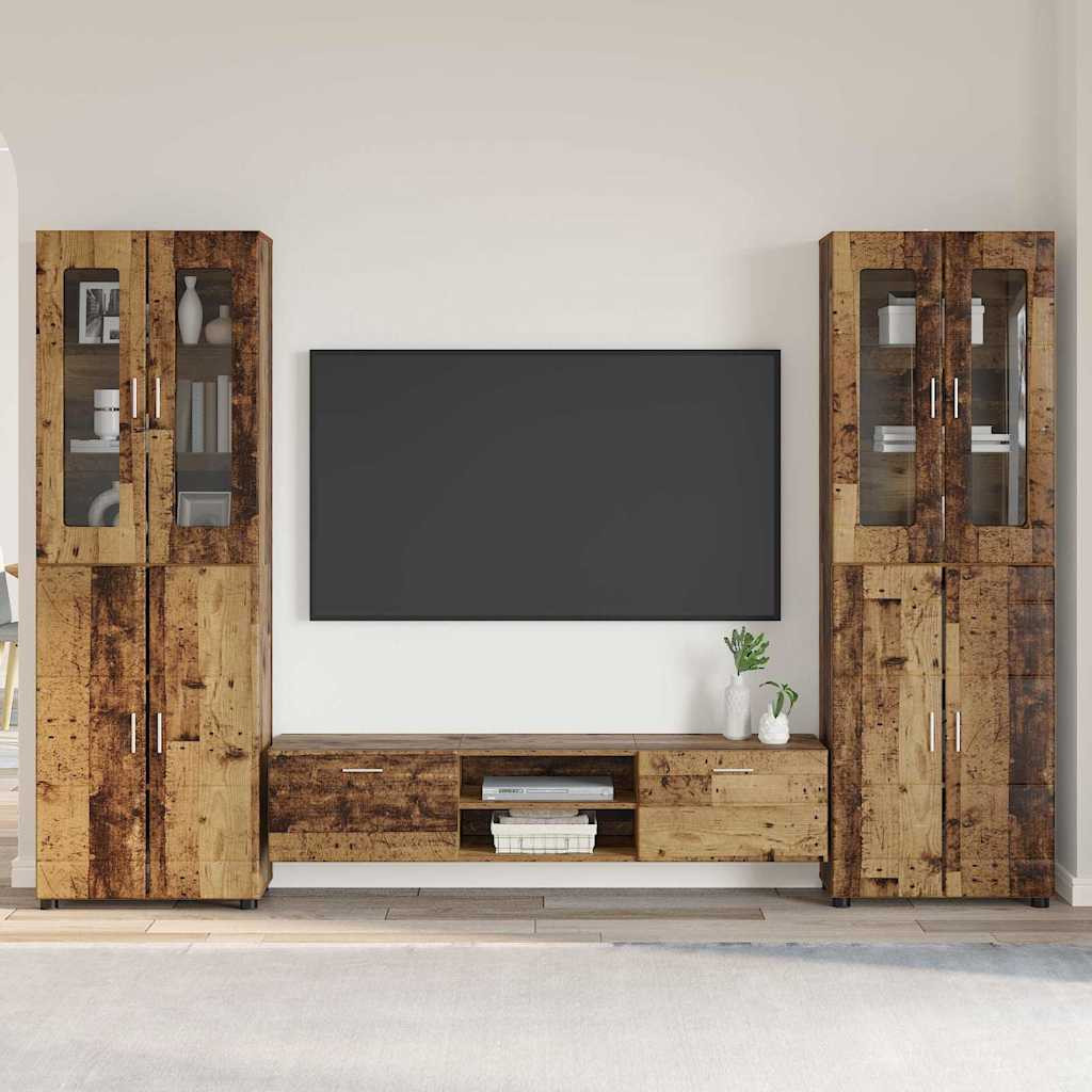 vidaXL TV-Schrankset mit Schubladen FLORIN 3 pcs Altholz Holzwerkstoff