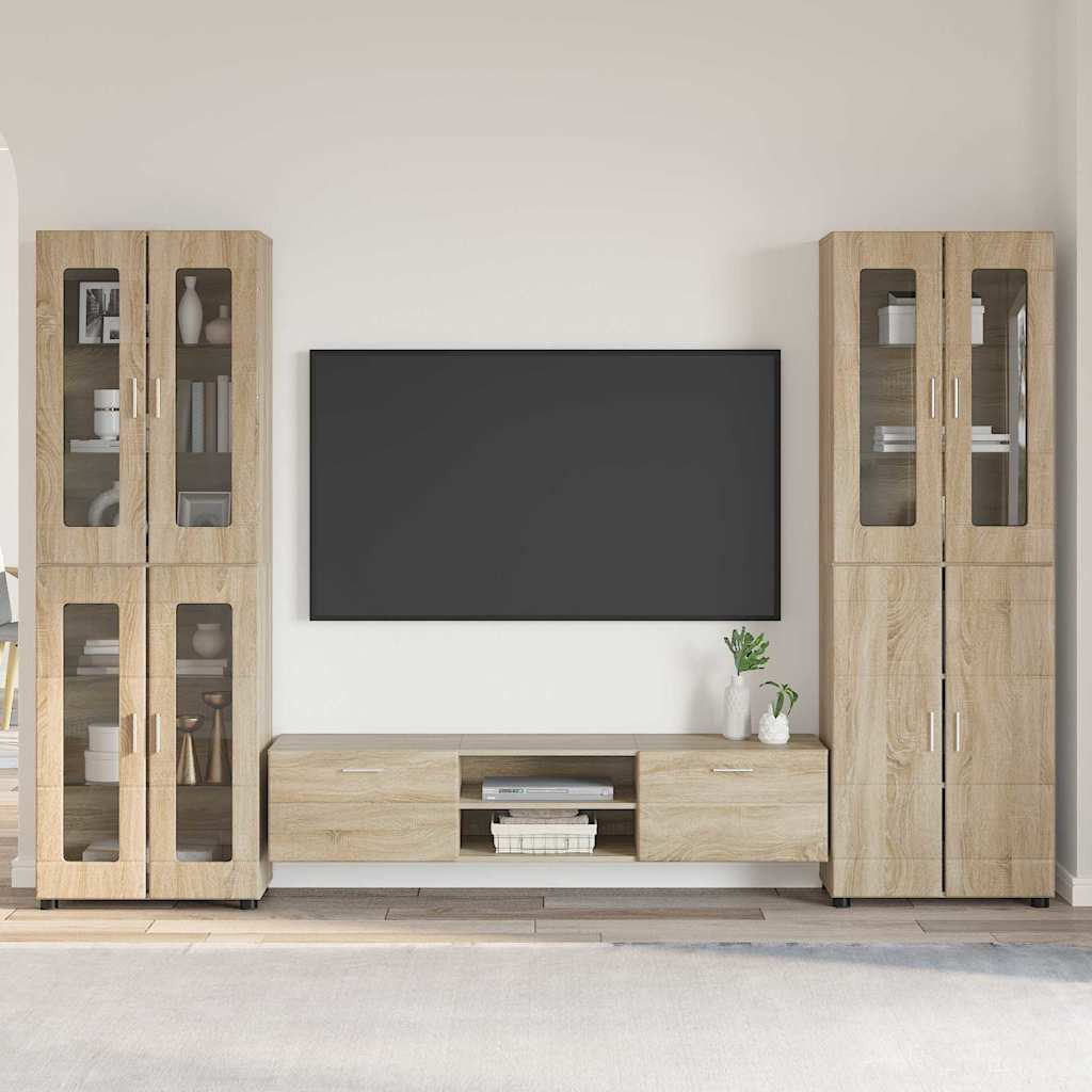 vidaXL TV-Schrankset mit Regal FLORIN 3 pcs Sonoma-Eiche Holzwerkstoff