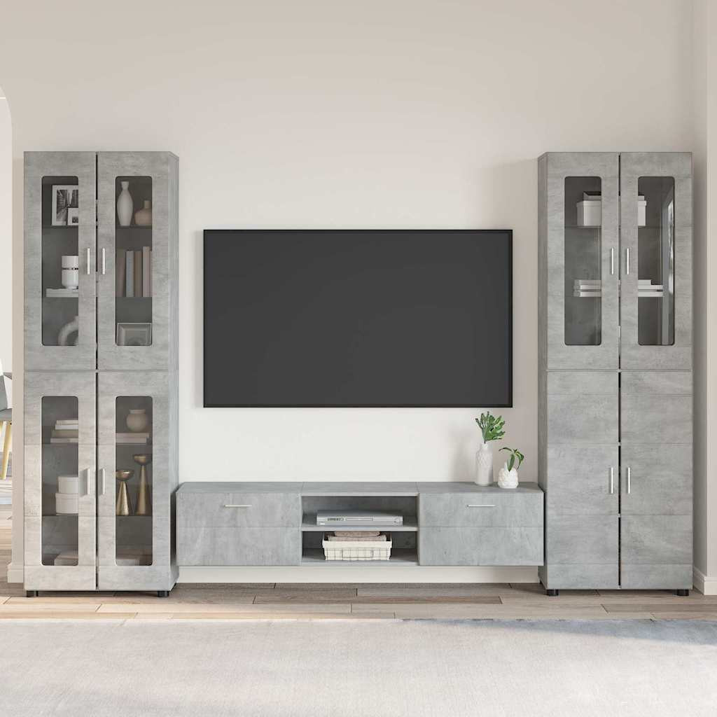 vidaXL TV-Schrankset mit Regal FLORIN 3 pcs Beton Grau Holzwerkstoff