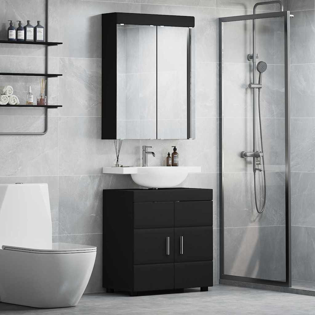 vidaXL Badezimmermöbel-Set TULUM 2 pcs Schwarz 60 x 34 x 63 cm