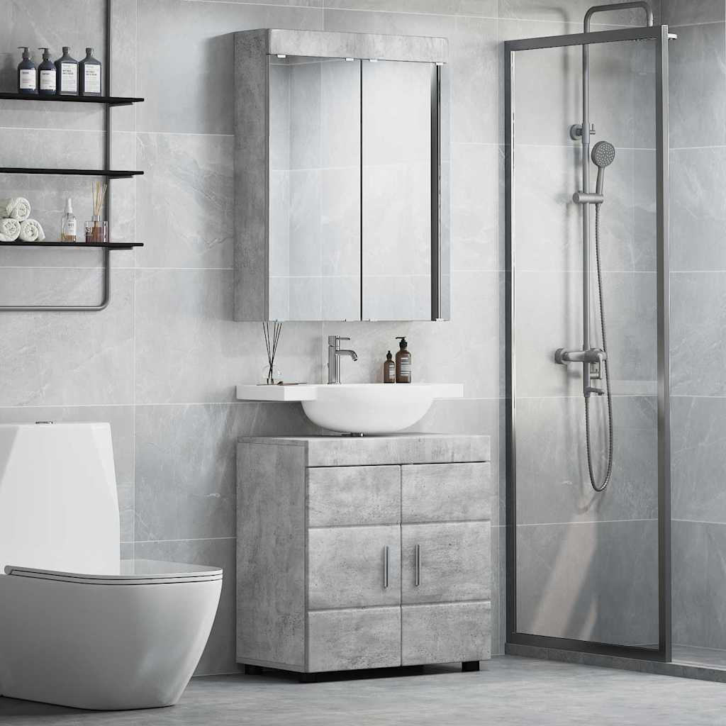 vidaXL Badezimmermöbel-Set TULUM 2 pcs Beton Grau 60 x 34 x 63 cm